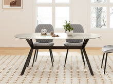 Load image into Gallery viewer, Cedar Gloss Ceramic Dining Table 180 x 90cm - Light Grey + Black