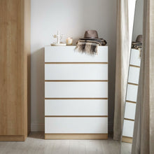 Load image into Gallery viewer, Harris 5 Drawers Tallboy - Oak + White