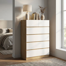 Load image into Gallery viewer, Harris 6 Drawers Tallboy - Oak + White