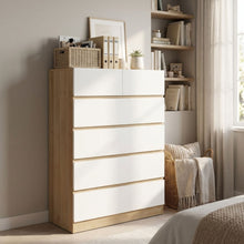Load image into Gallery viewer, Harris 6 Drawers Tallboy - Oak + White