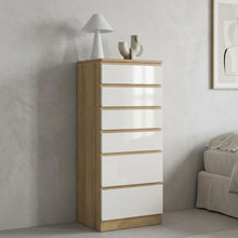 Load image into Gallery viewer, Harris 6 Drawer Tallboy with Mirror - Oak + White