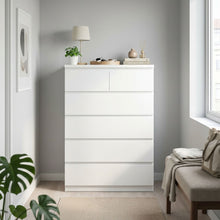 Load image into Gallery viewer, Tongass Wooden Tallboy 6 Drawers - White