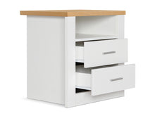 Load image into Gallery viewer, Mateo Wooden Bedside Table - White + Oak