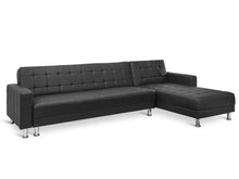 Load image into Gallery viewer, Minnesota 5 Seater Sofa Bed Futon with Chaise - Black