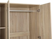 Load image into Gallery viewer, Bram 3 Door Wardrobe Cabinet with Mirror - Oak
