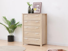 Load image into Gallery viewer, 22156 - Sagano Tallboy 5 Drawer - Oak - Betalife