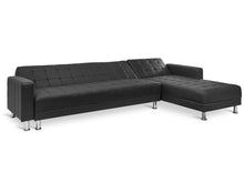 Load image into Gallery viewer, Minnesota 5 Seater Sofa Bed Futon with Chaise - Black