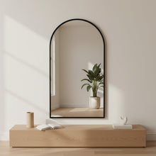 Load image into Gallery viewer, Luna Arched Metal Wall Mirror - Black