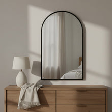 Load image into Gallery viewer, Luna Arched Metal Wall Mirror - Black
