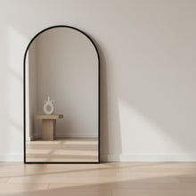 Load image into Gallery viewer, Luna Arched Metal Wall Mirror - Black
