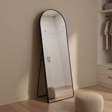 Load image into Gallery viewer, Stella Arched Freestanding Metal Mirror - Black