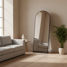 Load image into Gallery viewer, Stella Arched Freestanding Metal Mirror - Black