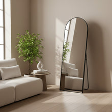Load image into Gallery viewer, Stella Arched Freestanding Metal Mirror - Black