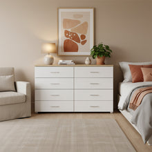Load image into Gallery viewer, Bram Low Boy 8 Drawer Chest Dresser - Oak + White