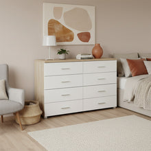 Load image into Gallery viewer, Bram Low Boy 8 Drawer Chest Dresser - Oak + White