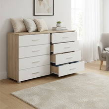 Load image into Gallery viewer, Bram Low Boy 8 Drawer Chest Dresser - Oak + White