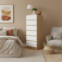 Load image into Gallery viewer, Harris 6 Drawers Slim Tallboy - Oak + White