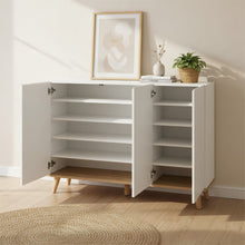 Load image into Gallery viewer, Hudson 3 Door Shoe Cabinet Storage Rack - White