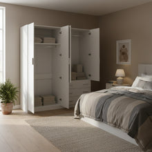 Load image into Gallery viewer, Tongass 4 Door Wardrobe with 3 Drawers - White