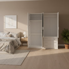 Load image into Gallery viewer, Tongass 4 Door Wardrobe with 3 Drawers - White