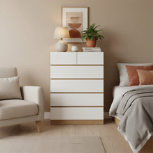 Load image into Gallery viewer, Harris 6 Drawers Tallboy - Oak + White