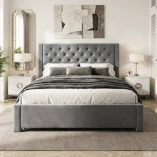 Load image into Gallery viewer, Montana Velvet Queen Bed Frame with 4 Drawers - Grey