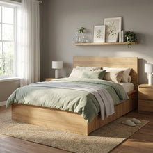 Load image into Gallery viewer, Harris Double Wooden Bed Frame with Storage - Oak