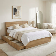Load image into Gallery viewer, Harris King Bed Frame with Storage - Oak
