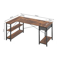 Load image into Gallery viewer, Simon Computer Corner Desk with Bookshelf - Rustic Brown