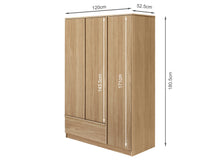 Load image into Gallery viewer, Benny 3 Door Wardrobe with Drawer - Light Teak