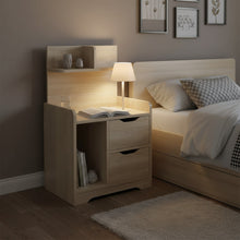 Load image into Gallery viewer, Finn Bedside Table with Shelves - Oak