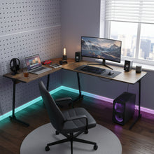 Load image into Gallery viewer, Nordix L-Shaped Computer Corner Desk - Rustic Brown