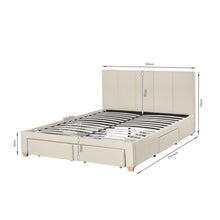 Load image into Gallery viewer, Aure Queen Bed Frame with 4 Drawers - Beige