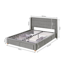 Load image into Gallery viewer, Oasis Queen Bed Frame with 4 Drawers - Grey