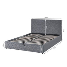 Load image into Gallery viewer, Dima Velvet Queen Gas Lift Bed Frame - Grey