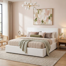Load image into Gallery viewer, Belo Boucle Queen Gas Lift Bed Frame - White