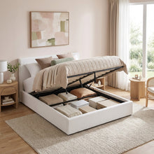 Load image into Gallery viewer, Belo Boucle Queen Gas Lift Bed Frame - White