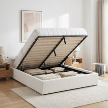 Load image into Gallery viewer, Fomo Boucle Queen Gas Lift Bed Frame - White