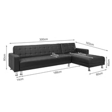 Load image into Gallery viewer, Minnesota 5 Seater Sofa Bed Futon with Chaise - Black
