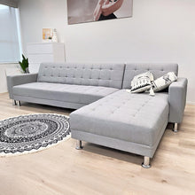 Load image into Gallery viewer, Minnesota 5 Seater Sofa Bed Futon with Chaise - Grey