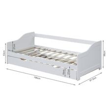 Load image into Gallery viewer, Laila Single Wooden Trundle Bed Frame - White