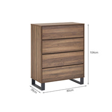Load image into Gallery viewer, Frohna Tallboy 4 Drawer Chest Dresser - Walnut