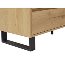 Load image into Gallery viewer, Frohna Low Boy 6 Drawers Chest Dresser with Mirror - Oak