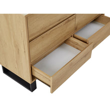 Load image into Gallery viewer, Frohna Low Boy 6 Drawers Chest Dresser with Mirror - Oak
