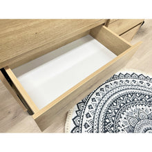Load image into Gallery viewer, Frohna Low Boy 6 Drawers Chest Dresser with Mirror - Oak