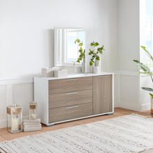Load image into Gallery viewer, Waipoua 4 Drawer Low Boy with Mirror- GREY OAK
