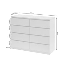Load image into Gallery viewer, Tongass Wooden Low Boy 8 Drawers - White