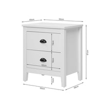 Load image into Gallery viewer, Congo Bedside Table with 2 Drawers - White