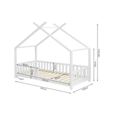 Load image into Gallery viewer, Minto Single Wooden House Bed Frame - White