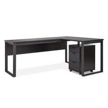 Load image into Gallery viewer, Nakia Corner Desk With Filing Cabinet Set - Black